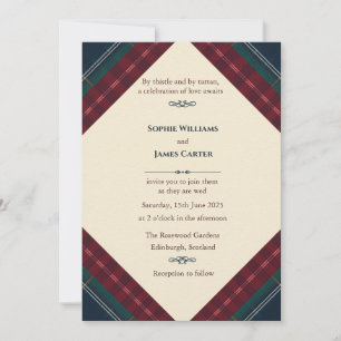 Scottish Tartan Wedding Invitation Elegant Cream