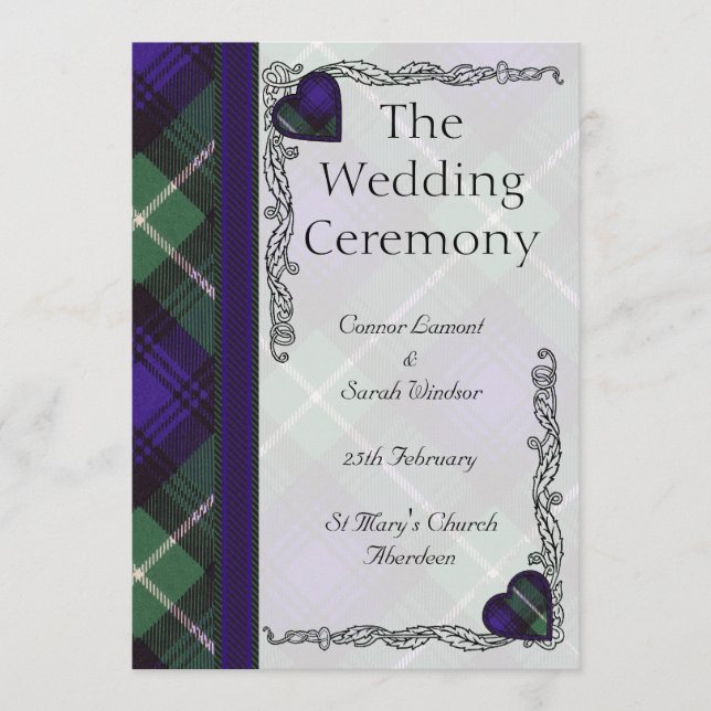 Scottish Tartan Wedding program - Lamont Programme (Front)