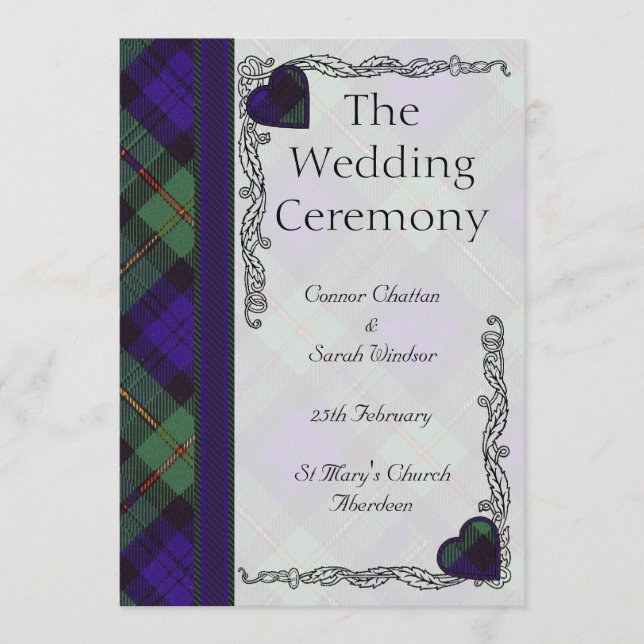 Scottish Tartan Wedding program - Macewen Programme (Front)