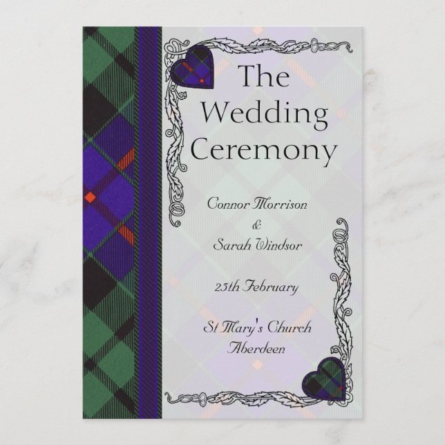 Scottish Tartan Wedding program - Morrison Programme (Front)
