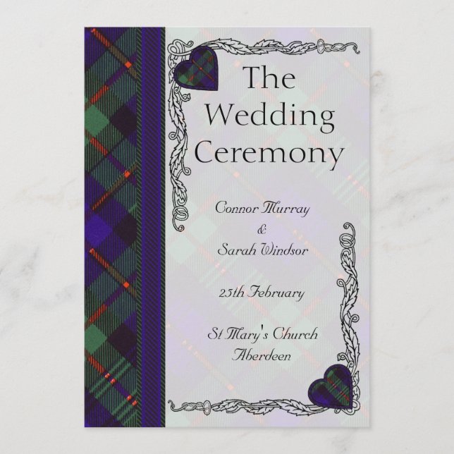 Scottish Tartan Wedding program - Murray Programme (Front)