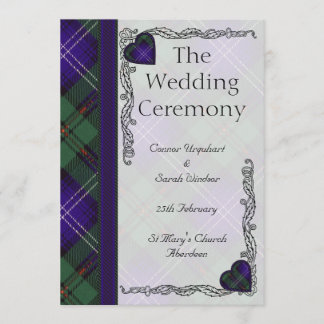Scottish Tartan Wedding program - Urquart Programme