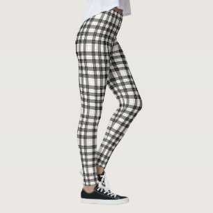 Scottish tartan white and black plaid leggings