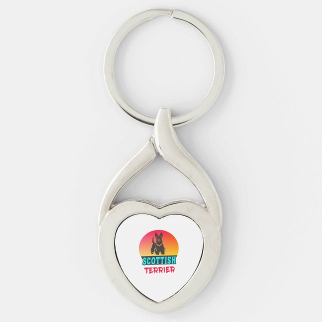Scottish Terrerier Vintage Design Key Ring (Front)