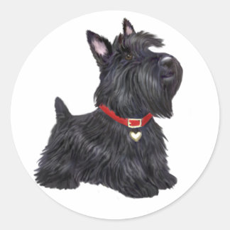 Scottish Terrier (A) - (by JBF) Classic Round Sticker