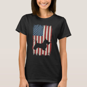 Scottish Terrier American Flag Usa Dog  Puppy Us T-Shirt