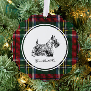 Scottish Terrier and Blackwatch Personalise Tree Decoration Card
