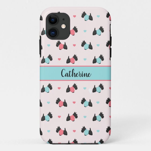 Scottish Terrier and Hearts Case-Mate iPhone Case (Back)