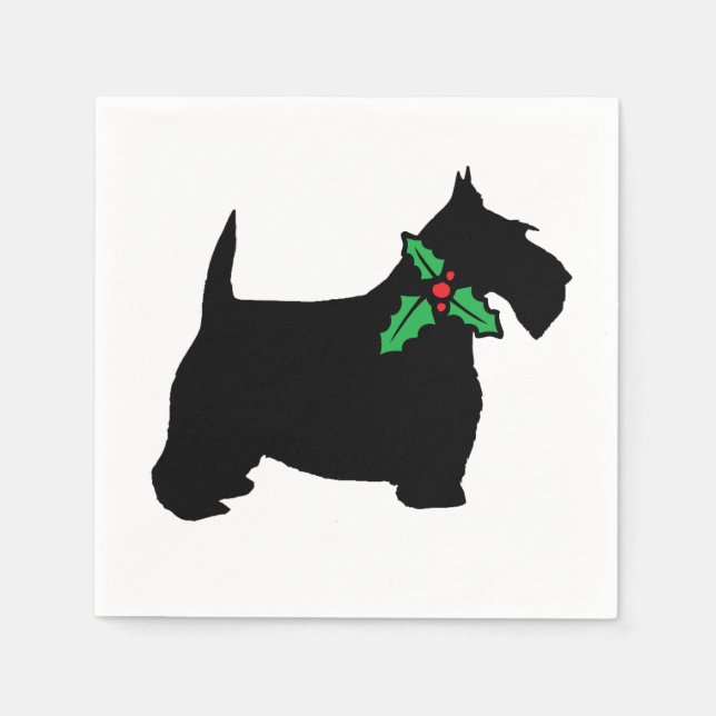 Scottish Terrier and Holly Napkin (Front)