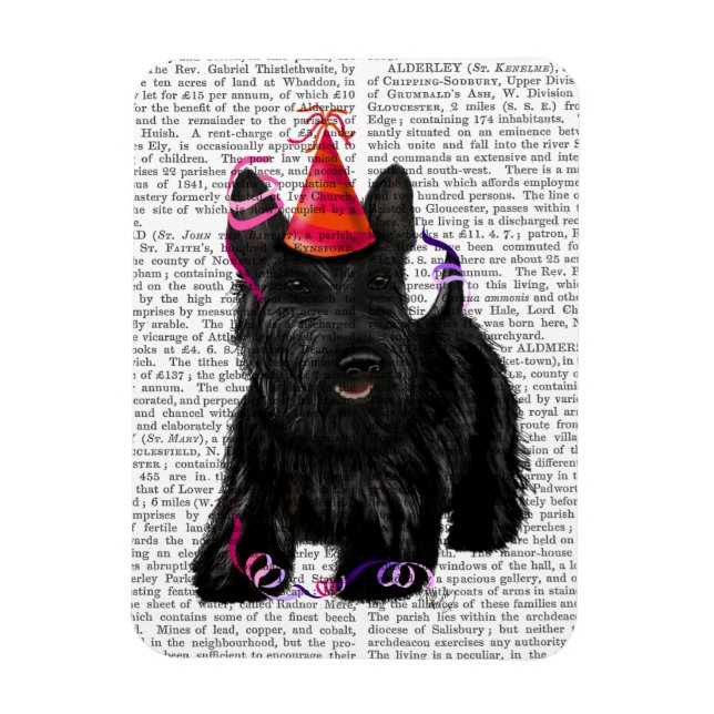 Scottish Terrier and Party Hat Magnet (Vertical)