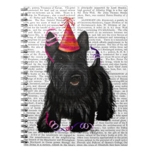 Scottish Terrier and Party Hat Spiral Notebook