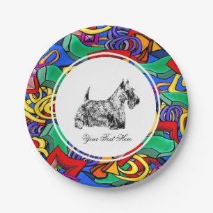 Scottish Terrier and Pop Art  Paper Plate
