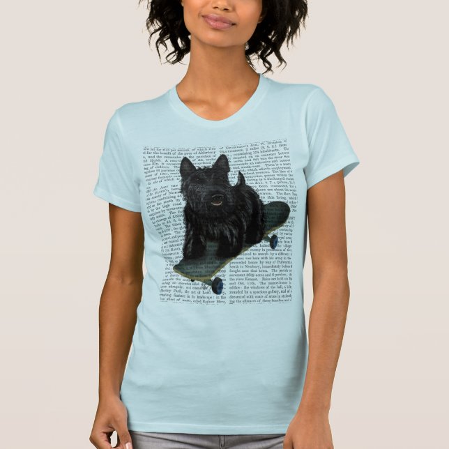 Scottish Terrier and Skateboard T-Shirt (Front)