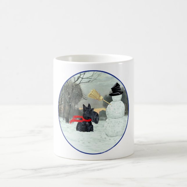 Scottish Terrier and Snowman Coffee Mug (Center)