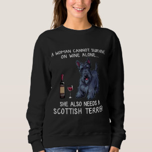Scottish Terrier And Wine Dog Fitted Sweatshirt