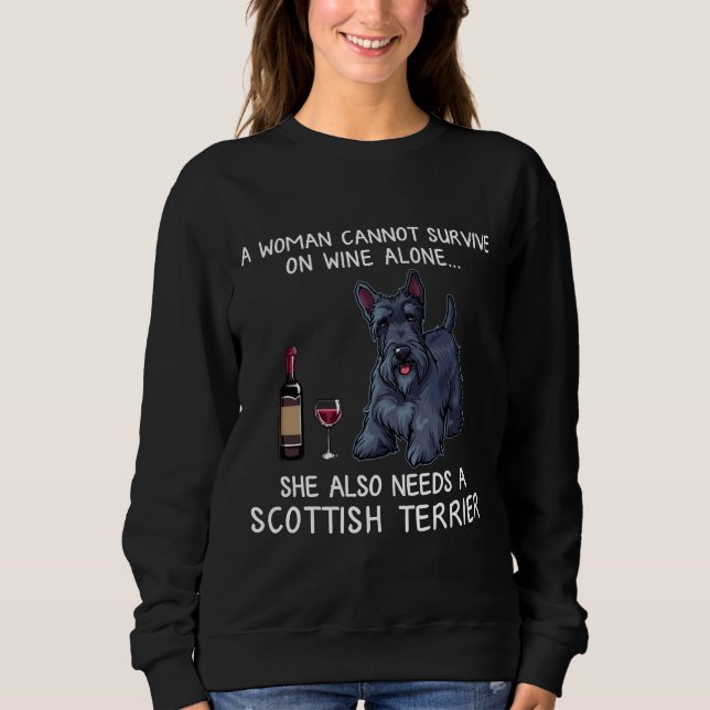 Scottish Terrier And Wine Dog Fitted Sweatshirt (Front)