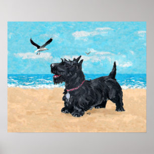 Scottish Terrier at the Beach Poster