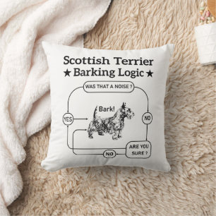 Scottish Terrier Barking Logic Funny Dog Sarcastic Cushion