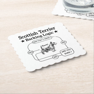 Scottish Terrier Barking Logic Funny Dog Sarcastic Paper Coaster