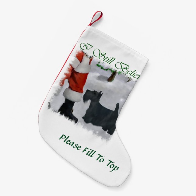 Scottish Terrier Believe Christmas Small Christmas Stocking (Front (Hanging))