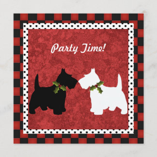 Scottish Terrier Black and White Christmas Fun Invitation