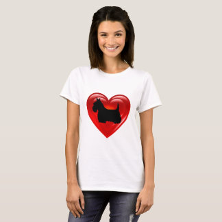 Scottish Terrier black double red heart T-Shirt