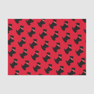 Scottish Terrier Black Scottie Dog Plaid Scarf Red Tissue Paper