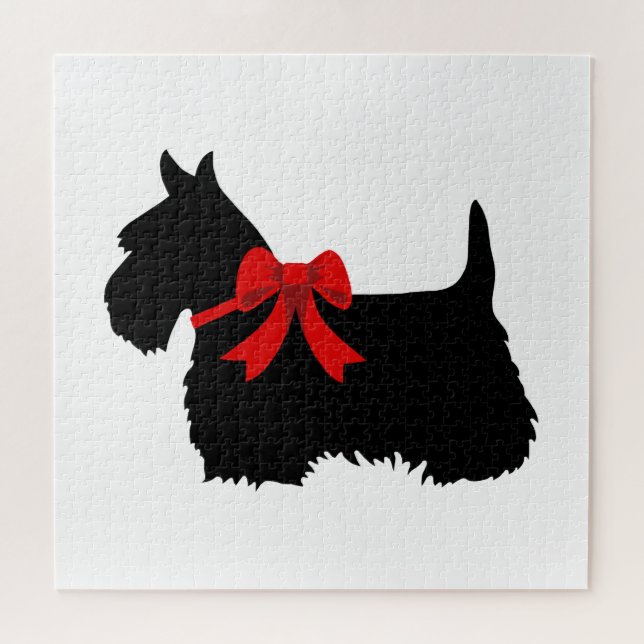 Scottish Terrier black sihouette heart/676 piece Jigsaw Puzzle (Horizontal)