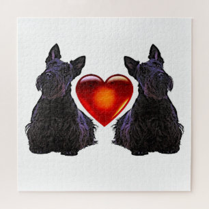 Scottish Terrier black sihouette heart/676 piece Jigsaw Puzzle