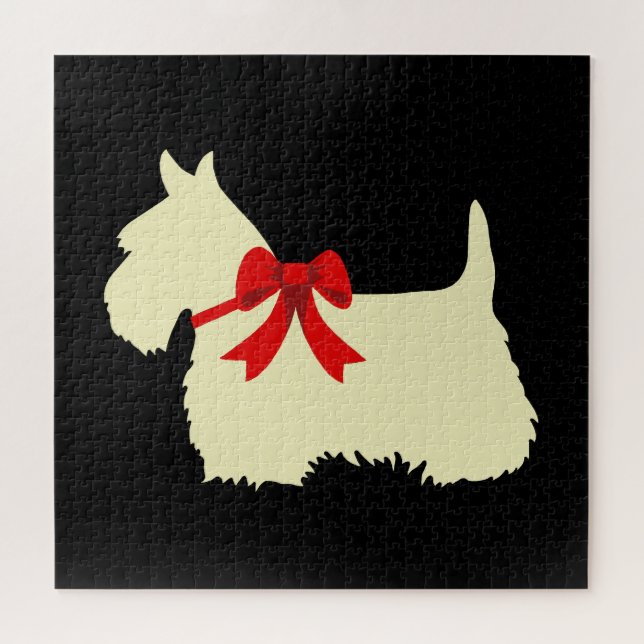 Scottish Terrier black sihouette heart/676 piece Jigsaw Puzzle (Horizontal)