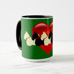 Scottish Terrier black silhouette, Island green Mug