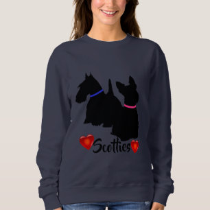 Scottish Terrier/black silhouette pink/blue collar Sweatshirt