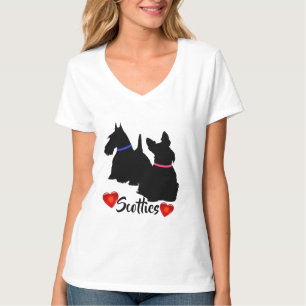 Scottish Terrier/black silhouette pink/blue collar T-Shirt