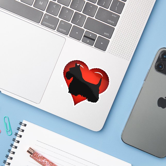 Scottish Terrier/black silhouette/ red heart (Laptop w/ iPhone)
