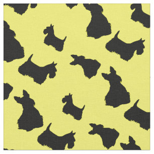 Scottish Terrier black silhouette, red/pink bow Fabric