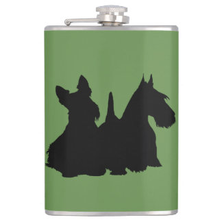 Scottish Terrier black silhouette sitting/standing Hip Flask