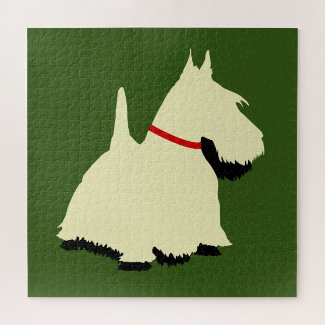 Scottish Terrier black silhouette with shadow Jigsaw Puzzle (Horizontal)