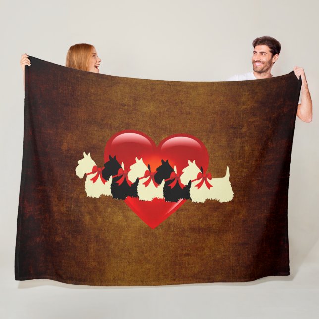 Scottish terrier, black/wheaten, I love Scotties, Fleece Blanket (In Situ)