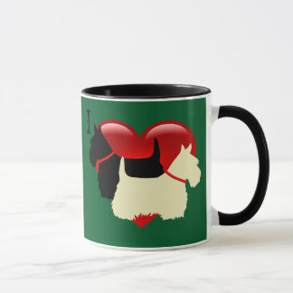 Scottish Terrier black/wheaten silhouette heart Mug
