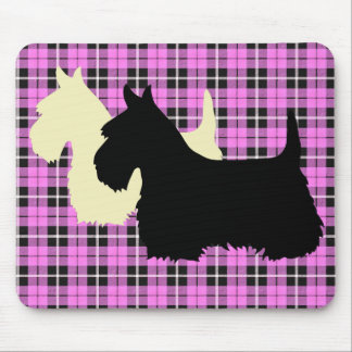 Scottish Terrier black/wheaten silhouette plaid Mouse Pad