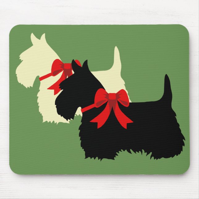 Scottish Terrier black/wheaten silhouette plaid Mouse Pad (Front)