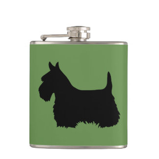 Scottish Terrier black/white silhouette Hip Flask