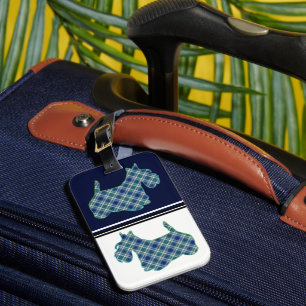 Scottish Terrier Blue Plaid Luggage Tag