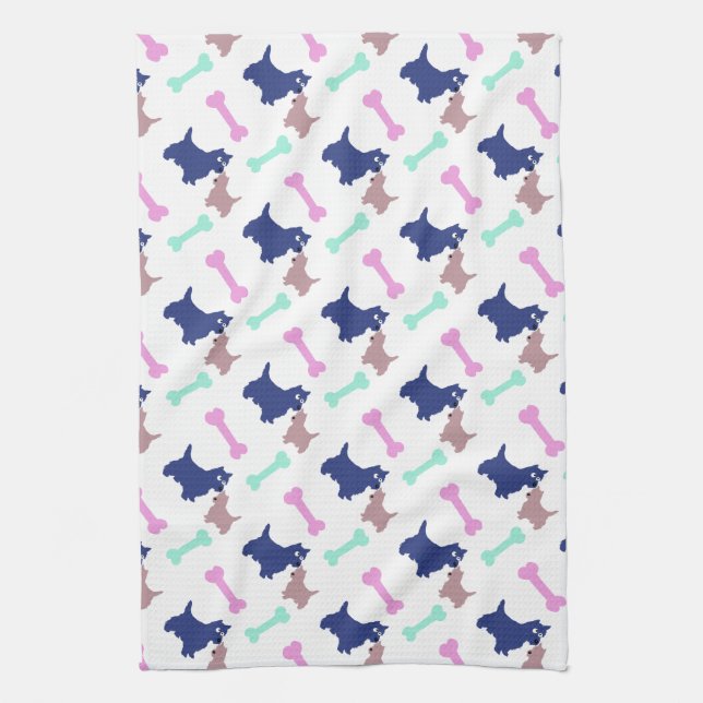 Scottish Terrier Bones choose colour Dog Towel 2 (Vertical)