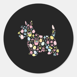 Scottish Terrier Bunny Easter Egg Easter Day Women Classic Round Sticker
