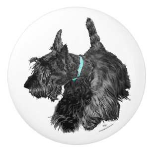 Scottish Terrier Ceramic Knob