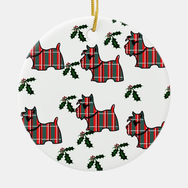SCOTTISH TERRIER CERAMIC TREE DECORATION (Front)