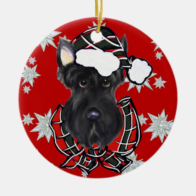 SCOTTISH TERRIER CERAMIC TREE DECORATION (Front)
