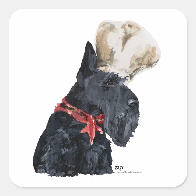 Scottish Terrier Chef Square Sticker (Front)