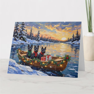 Scottish Terrier Christmas Boat Holiday Card